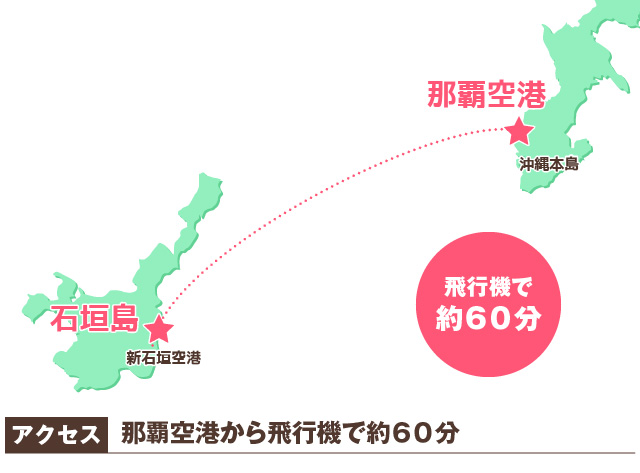 那覇から石垣島は飛行機で60分