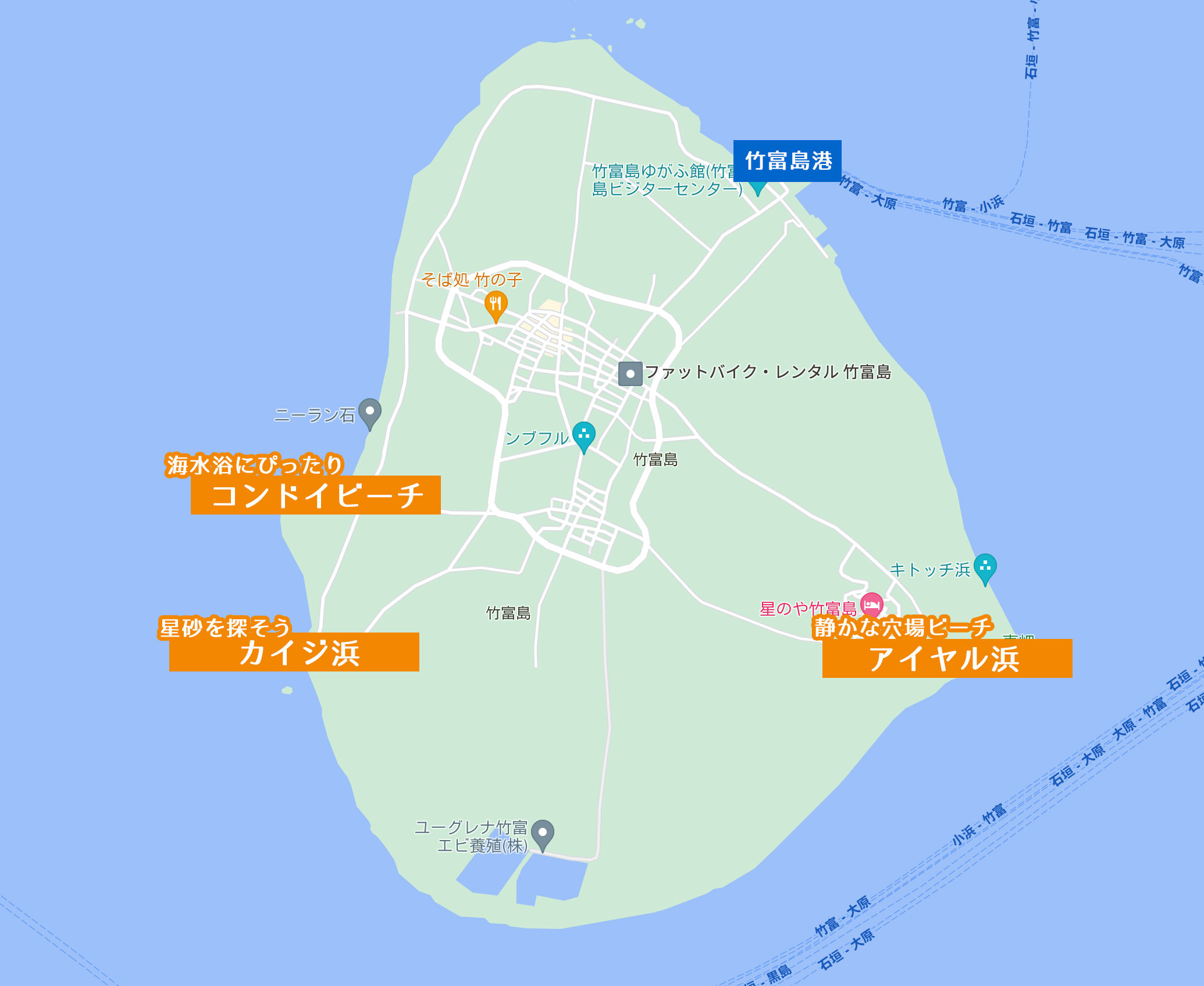 竹富島ビーチMAP